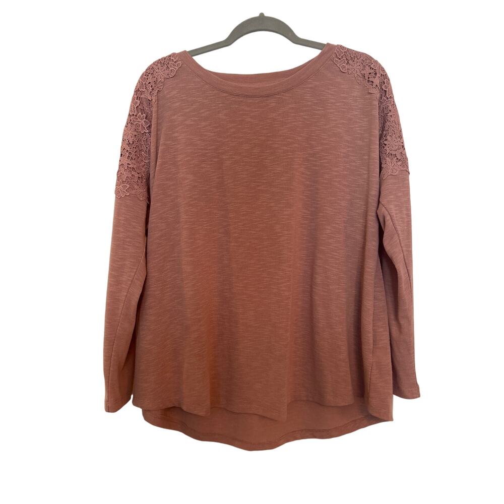 Lane Bryant pink long sleeve shirt with lace detail, Size 14/16 - Picture 1 of 7